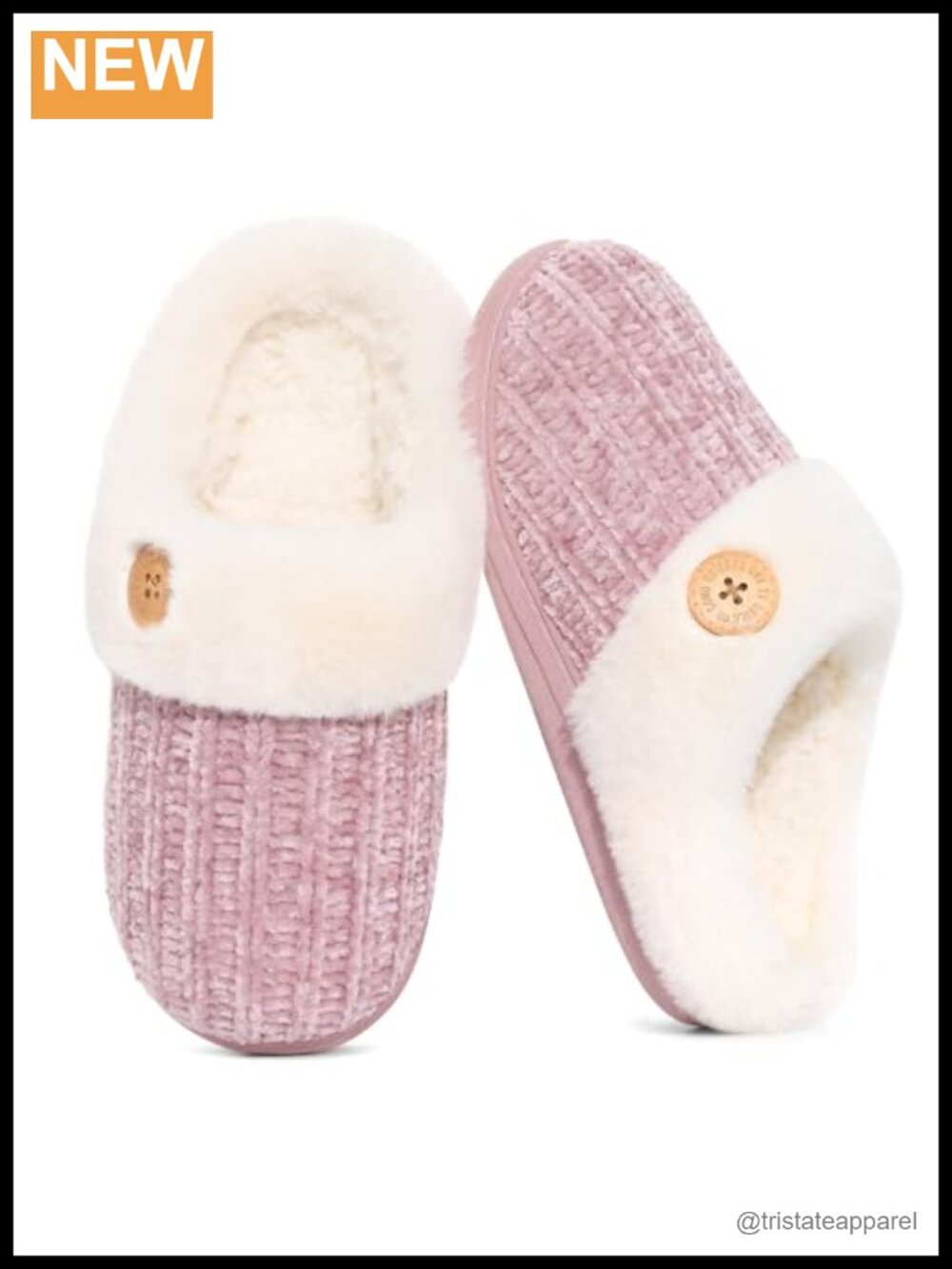 Chenille Knit Fuzzy Slippers Memory Foam Warm House Shoes